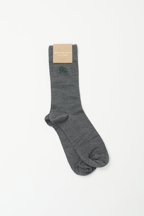 Burberry Grey Silk Logo Socks