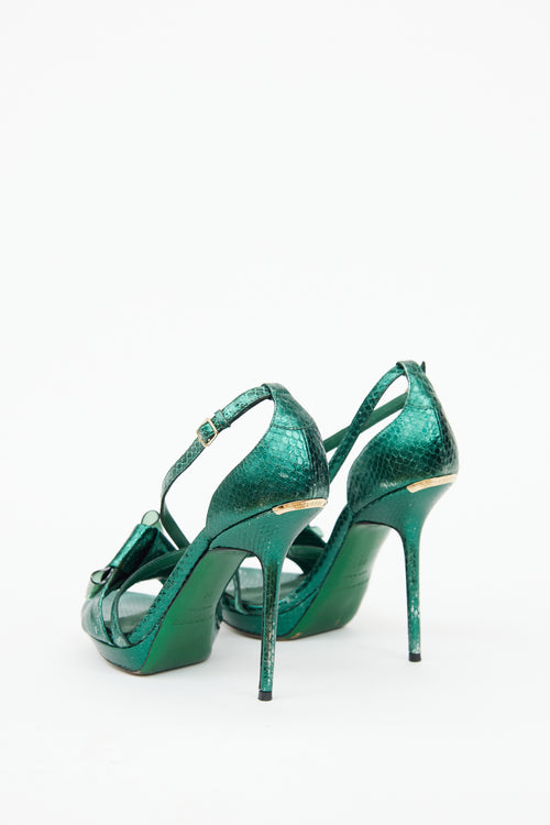Burberry Green Embossed Bow Pump