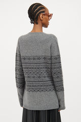 Burberry Grey & Black Fair Isle Cardigan