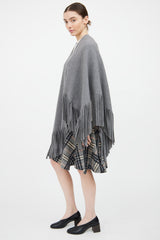 Burberry Grey Wool Fringe Cape