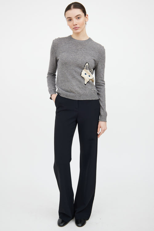 Burberry Grey & Multicolour Wool Graphic Knit Sweater