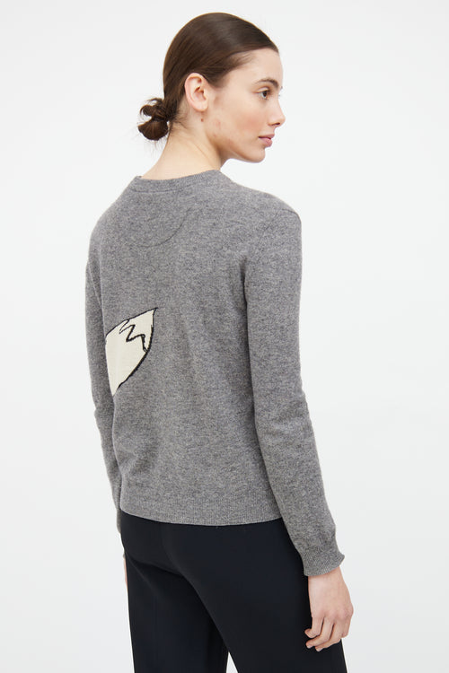 Burberry Grey & Multicolour Wool Graphic Knit Sweater