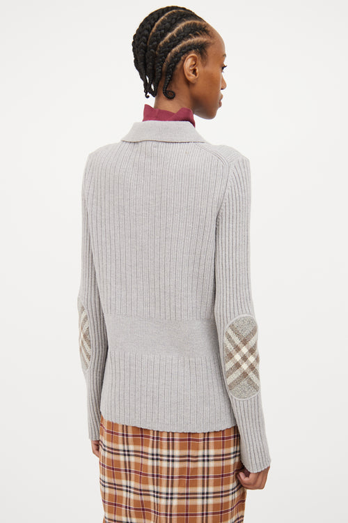 Burberry Grey Knit Zip Sweater