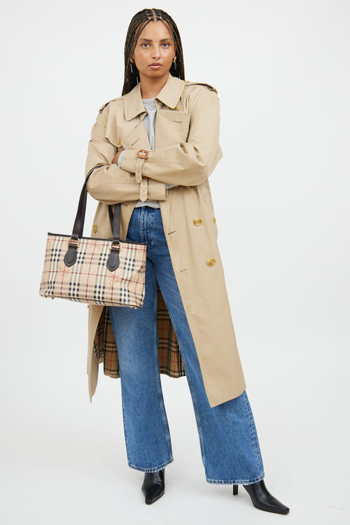 Beige Haymarket Check Regent Tote Bag