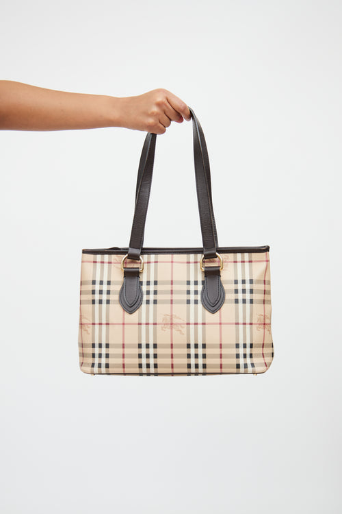 Beige Haymarket Check Regent Tote Bag