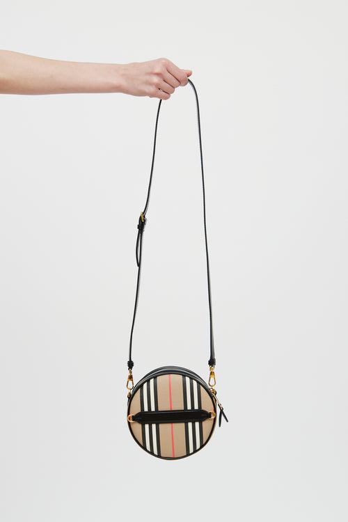 Burberry Black & Brown Icon Stripe Louise Crossbody Bag
