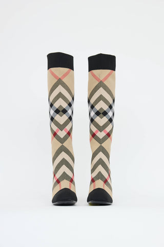 Burberry Nova Check Sock Boot