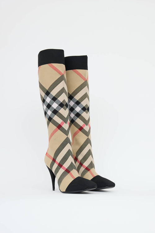 Burberry Nova Check Sock Boot