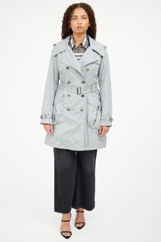 Burberry Grey Double Breasted Trench Coat