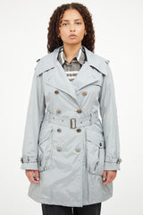 Burberry Grey Double Breasted Trench Coat