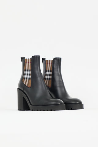 Burberry Leather Check Chelsea Boot