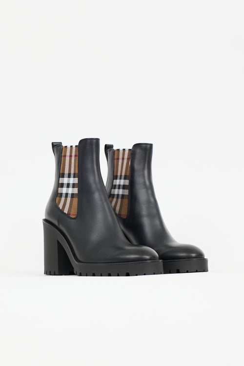 Burberry Leather Check Chelsea Boot