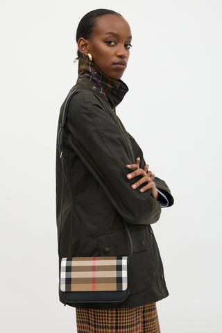 Burberry Leather Check Small Crossbody Bag