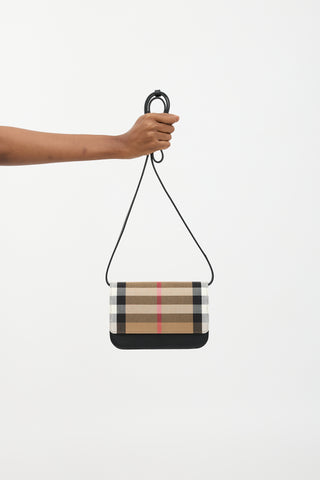 Burberry Leather Check Small Crossbody Bag