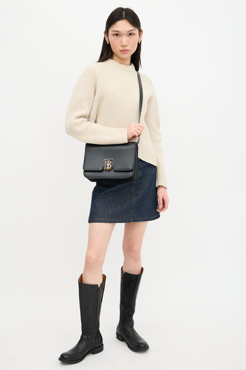 Burberry Leather Medium TB Flap Bag