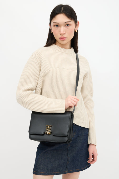 Burberry Leather Medium TB Flap Bag