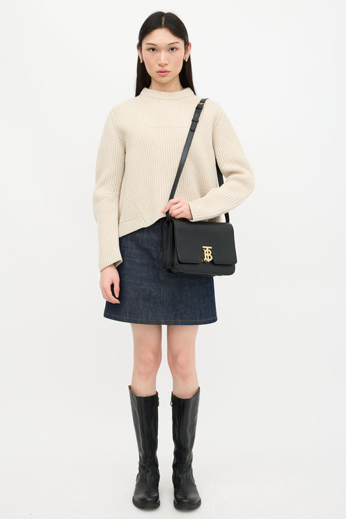 Burberry Leather Medium TB Flap Bag