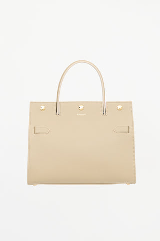 Burberry Leather Small Title Tote Bag