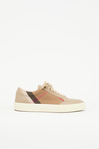 Burberry Leather & Canvas Check Sneaker