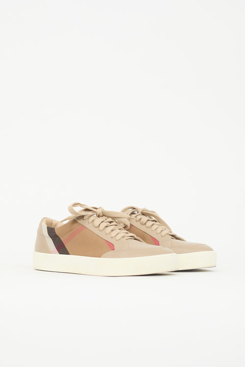Burberry Leather & Canvas Check Sneaker