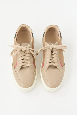 Burberry Leather & Canvas Check Sneaker