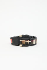 Burberry Leather & Check Belt