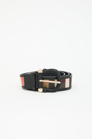 Burberry Leather & Check Belt