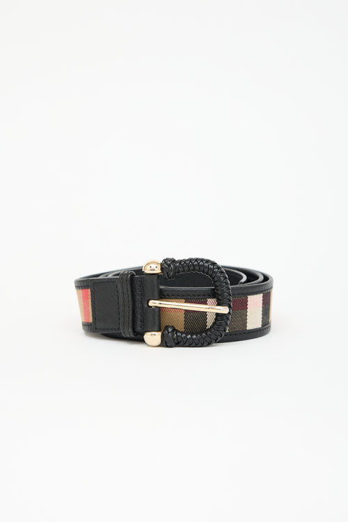 Burberry Leather & Check Belt