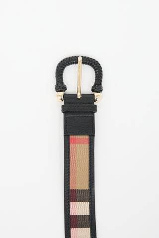 Burberry Leather & Check Belt