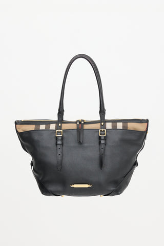 Burberry Leather & Check Shoulder Bag