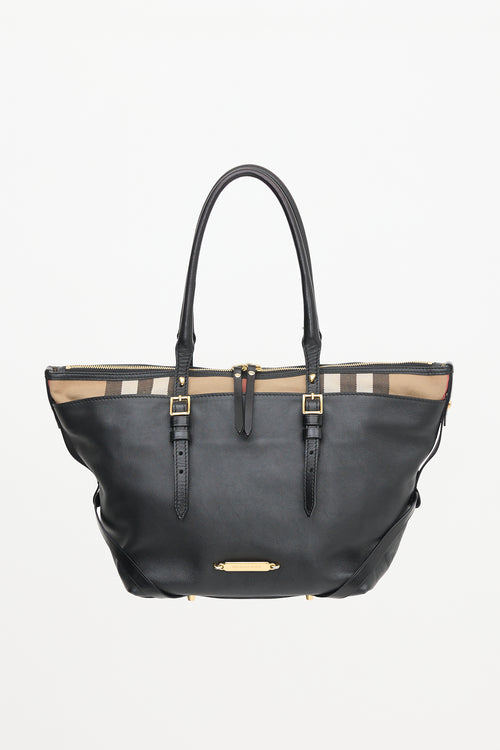 Burberry Leather & Check Shoulder Bag