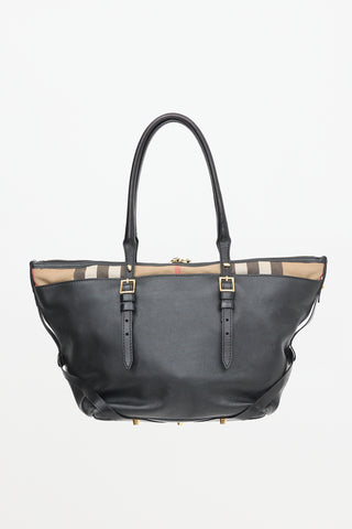 Burberry Leather & Check Shoulder Bag