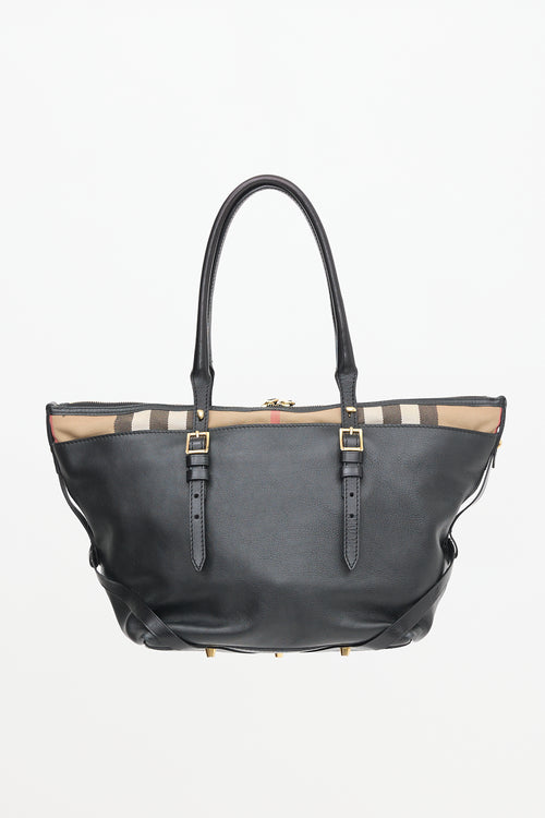 Burberry Leather & Check Shoulder Bag