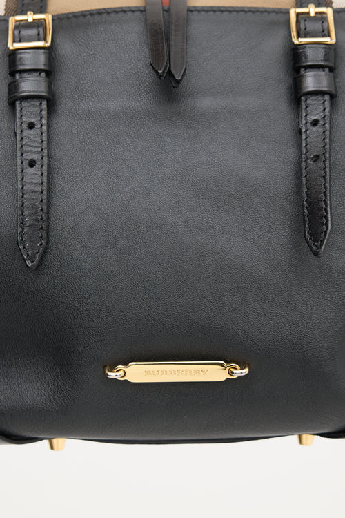 Burberry Leather & Check Shoulder Bag