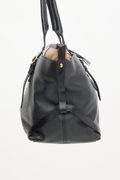 Burberry Leather & Check Shoulder Bag