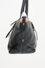 Burberry Leather & Check Shoulder Bag