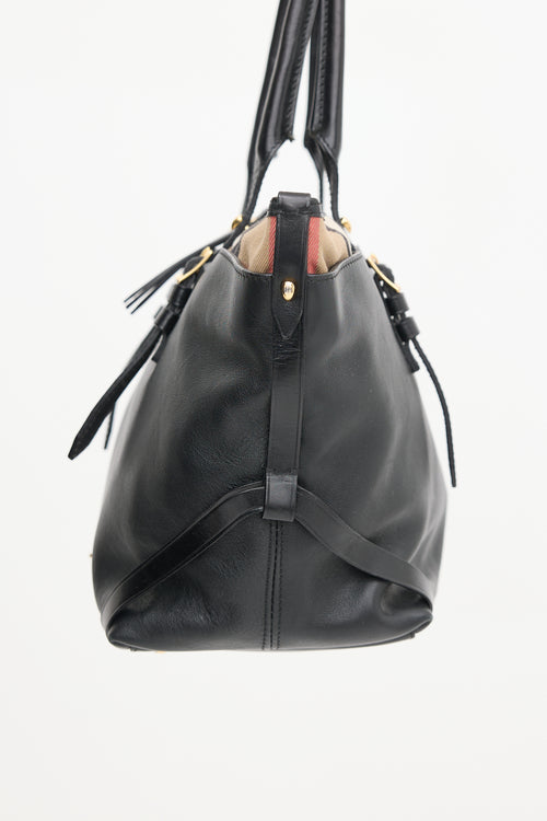 Burberry Leather & Check Shoulder Bag