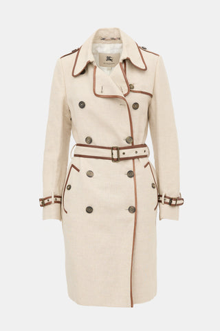 Burberry Linen & Leather Trench Coat