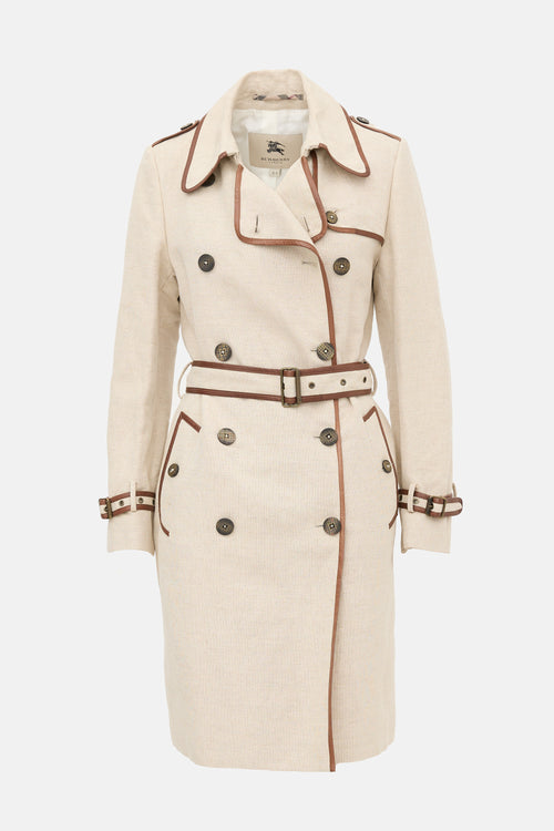 Burberry Linen & Leather Trench Coat