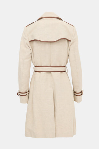Burberry Linen & Leather Trench Coat