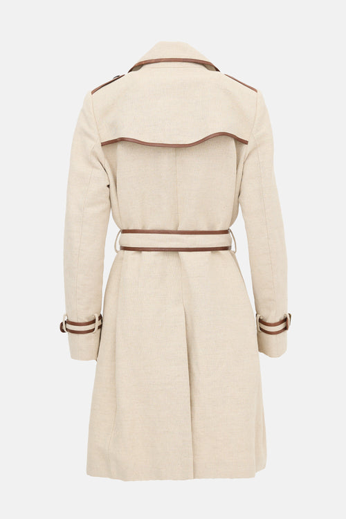 Burberry Linen & Leather Trench Coat