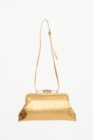 Burberry Metallic Leather Clutch Bag