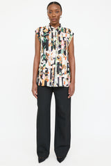 Burberry Silk Patterned Sleeveless Shirt
