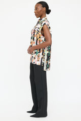 Burberry Silk Patterned Sleeveless Shirt