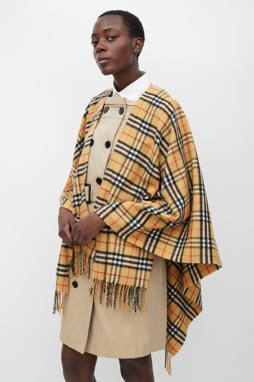 Burberry Brown & Multicolour Cashmere Nova Check Shawl