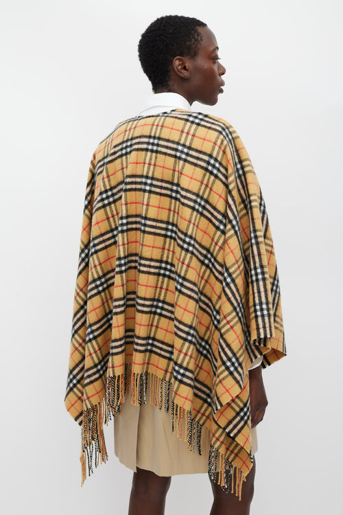 Burberry Brown & Multicolour Cashmere Nova Check Shawl
