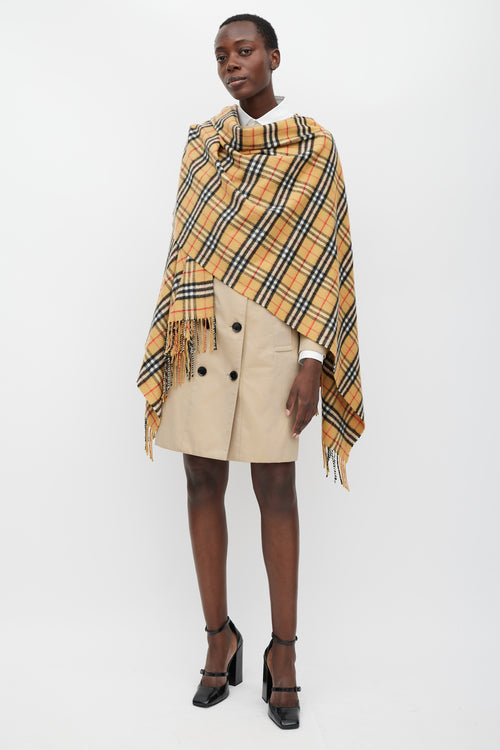 Burberry Brown & Multicolour Cashmere Nova Check Shawl