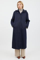 Burberry Navy & Beige Hooded Coat