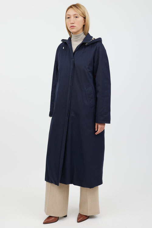 Burberry Navy & Beige Hooded Coat