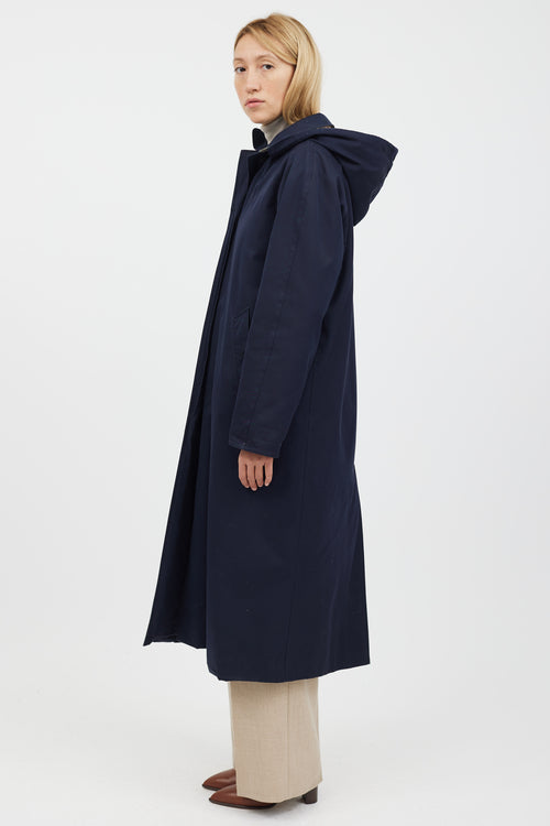 Burberry Navy & Beige Hooded Coat